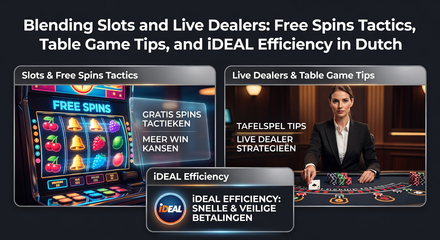 Live dealer blackjack tafel naast slot machine met free spins actie en iDEAL betaalknop, typisch voor Nederlandse online platforms