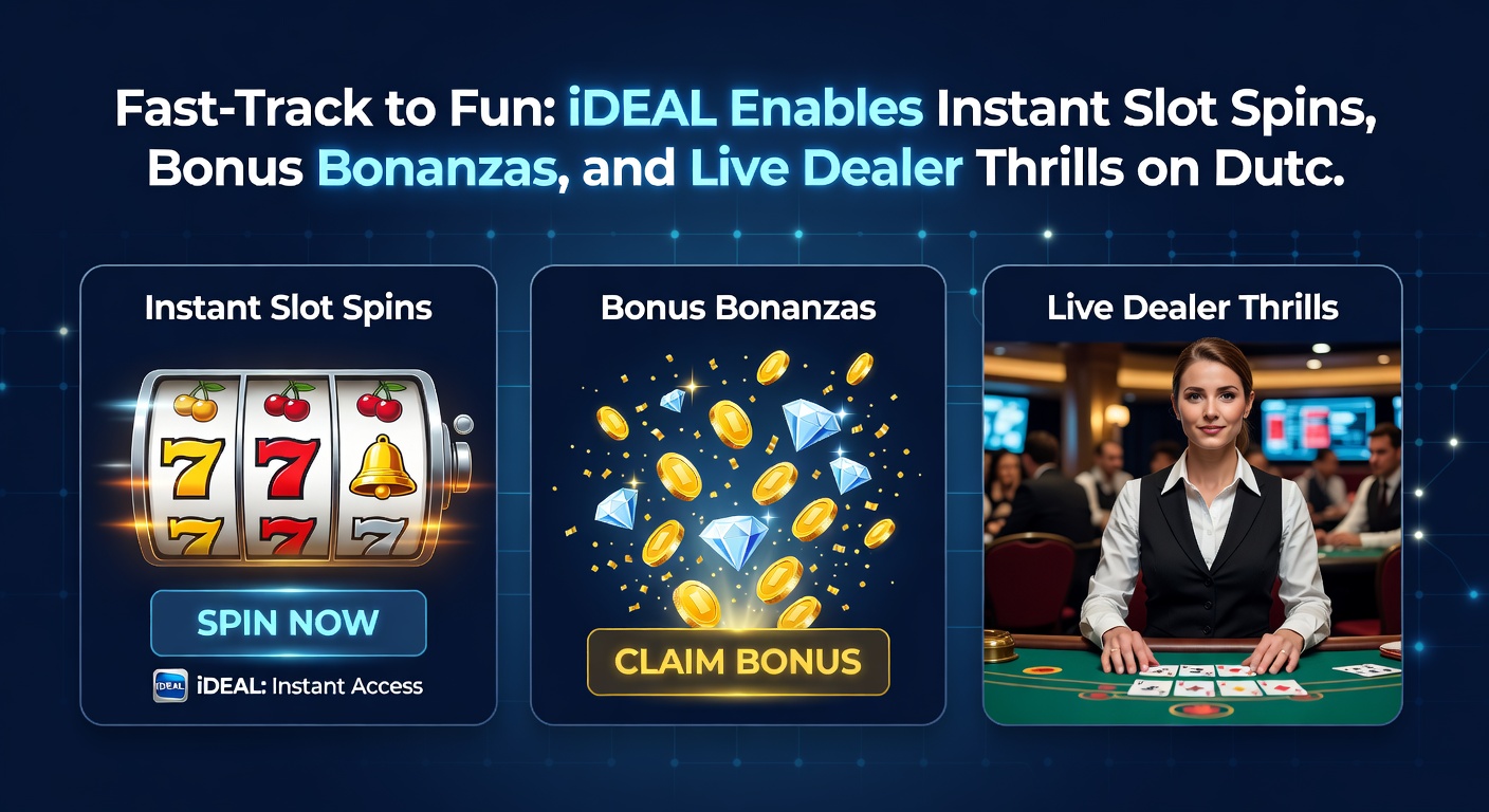 Bonus-aanbieding op mobiel scherm met iDEAL-storting, slots en live dealer tafels zichtbaar