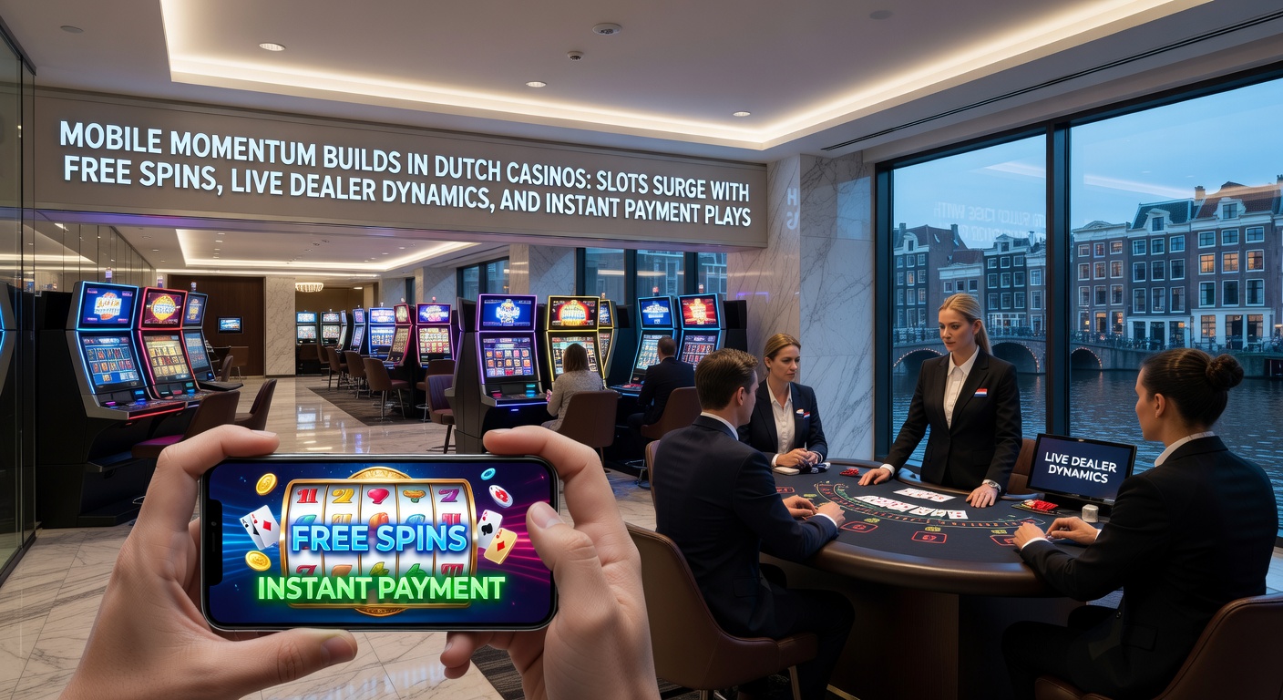 Mobiele telefoon met een bruisend online casino scherm vol slots en live dealer tafels, symboliserend de opkomst van mobiel gokken in Nederland